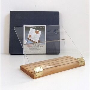 Clear Solutions Cookbook Holder Wood Base Acrylic Folding Recipe Stand Kitchen